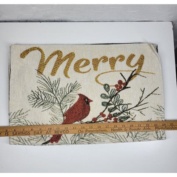 VTG Cardinal Tapestry Placemats Holly Berries Winter Christmas Table Deadstock 4 - Picture 8 of 8
